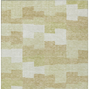 Homeroots 3' Stylish Beige Ivory And Brown Geometric Washable Area Rug For Indoor Outdoor Spaces 3' X 5' Polyester 580370