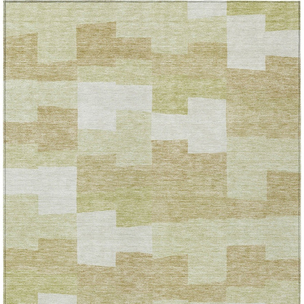 Homeroots 3' Stylish Beige Ivory And Brown Geometric Washable Area Rug For Indoor Outdoor Spaces 3' X 5' Polyester 580370