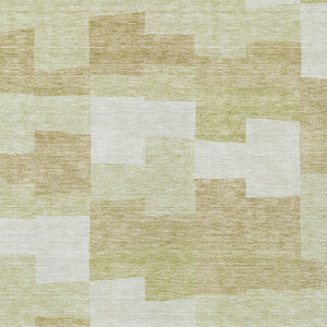 Homeroots 3' Stylish Beige Ivory And Brown Geometric Washable Area Rug For Indoor Outdoor Spaces 3' X 5' Polyester 580370