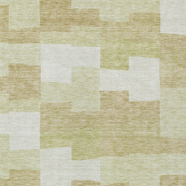 Homeroots 3' Stylish Beige Ivory And Brown Geometric Washable Area Rug For Indoor Outdoor Spaces 5' X 8' Polyester 580371