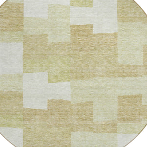 Homeroots 3' Stylish Beige Ivory And Brown Geometric Washable Area Rug For Indoor Outdoor Spaces 8' Round Polyester 580372