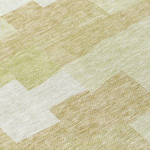 Homeroots 3' Stylish Beige Ivory And Brown Geometric Washable Area Rug For Indoor Outdoor Spaces 8' Round Polyester 580372