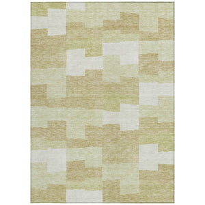 Homeroots 3' Stylish Beige Ivory And Brown Geometric Washable Area Rug For Indoor Outdoor Spaces 8' X 10' Polyester 580373
