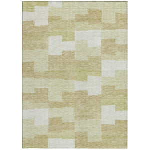 Homeroots 3' Stylish Beige Ivory And Brown Geometric Washable Area Rug For Indoor Outdoor Spaces 9' X 12' Polyester 580374