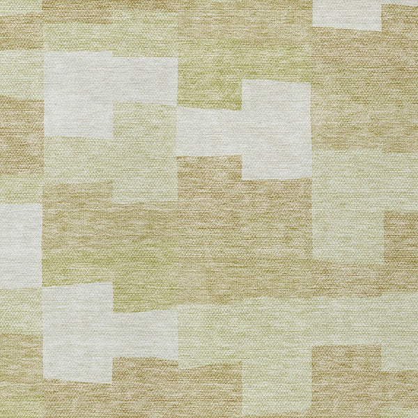 Homeroots 3' Stylish Beige Ivory And Brown Geometric Washable Area Rug For Indoor Outdoor Spaces 9' X 12' Polyester 580374