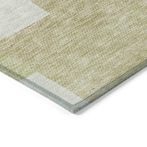 Homeroots 3' Stylish Beige Ivory And Brown Geometric Washable Area Rug For Indoor Outdoor Spaces 10' X 14' Polyester 580375