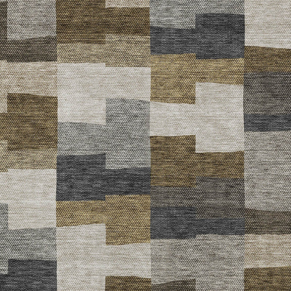 Homeroots 3' Stylish Beige Ivory And Brown Geometric Washable Area Rug For Indoor Outdoor Spaces 9' X 12' Polyester 580380
