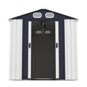 English Elm Campcraft 8x6 Outdoor Metal Storage Shed with Lockable Doors and Ventilation for Backyard White W1598S00045