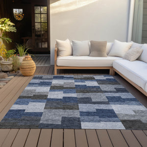 Homeroots 3' Stylish Beige Ivory And Brown Geometric Washable Area Rug For Indoor Outdoor Spaces 5' X 8' Polyester 580383