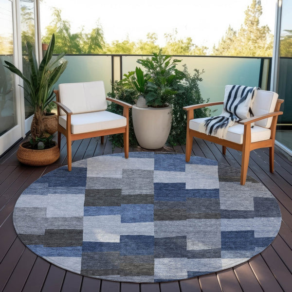 Homeroots 3' Stylish Beige Ivory And Brown Geometric Washable Area Rug For Indoor Outdoor Spaces 8' Round Polyester 580384