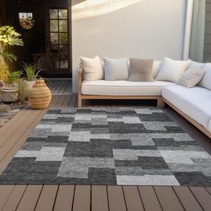 Homeroots 3' Stylish Beige Ivory And Brown Geometric Washable Area Rug For Indoor Outdoor Spaces 5' X 8' Polyester 580389
