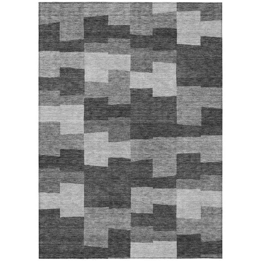 HomeRoots 5' Modern Geometric Indoor Outdoor Area Rug in Gray Silver Charcoal - Durable, Washable, Stylish Design 5' X 8' 580389