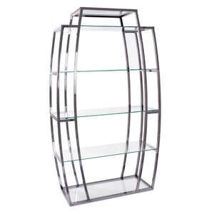 Howard Elliott Black Nickel Stainless Steel Etagere - Elegant Curved Design With Polished Finish And Glass Shelves Silver Stainless Steel 58039-howard-elliott