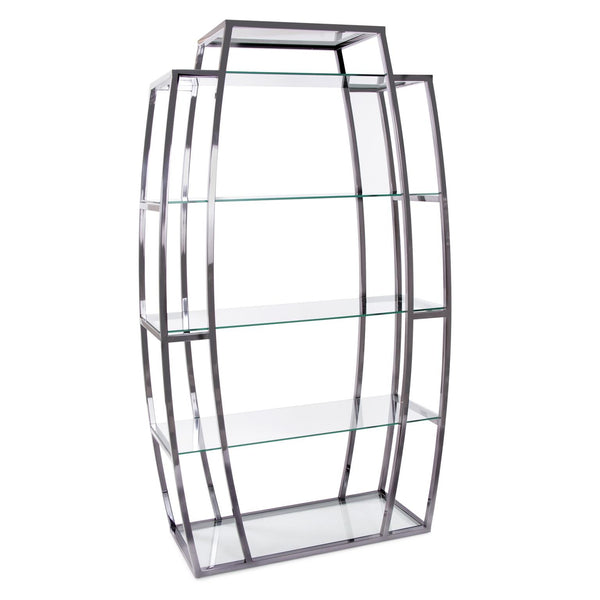 Howard Elliott Black Nickel Stainless Steel Etagere - Elegant Curved Design With Polished Finish And Glass Shelves Silver Stainless Steel 58039-howard-elliott