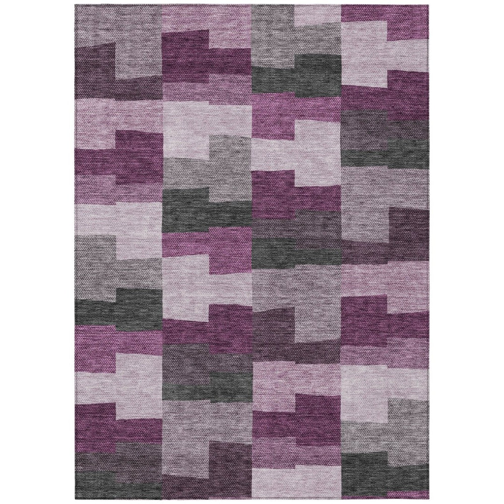 HomeRoots 9' Modern Geometric Area Rug in Merlot Mauve and Charcoal – Durable, Washable Indoor/Outdoor Accent 9' X 12' 580398