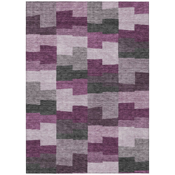HomeRoots 9' Modern Geometric Area Rug in Merlot Mauve and Charcoal – Durable, Washable Indoor/Outdoor Accent 9' X 12' 580398