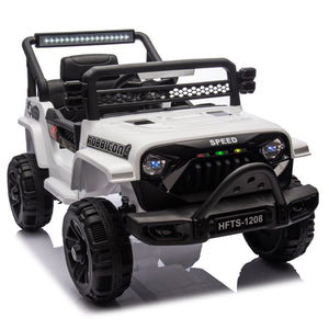 English Elm 12v Kids Electric Ride on Truck with Parental Remote Four Wheel Suspension and Led Lights White W1578P187457