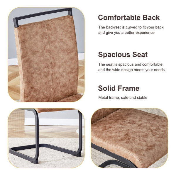 English Elm Table 67"X36" Modern 5-Piece Dining Set With Brown Fabric Chairs For Kitchen & Dining Room Use W1151S01955-GIGA