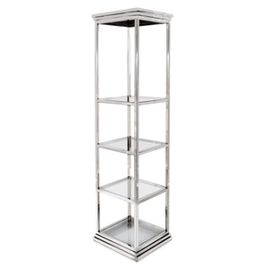 Howard Elliott Stainless Steel Etagere - Modern Minimalist Shelf With Polished Silver Frame & Tempered Glass Surfaces Silver Stainless Steel 58040-howard-elliott