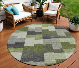Homeroots 3' Stylish Beige Ivory And Brown Geometric Washable Area Rug For Indoor Outdoor Spaces 8' Round Polyester 580402