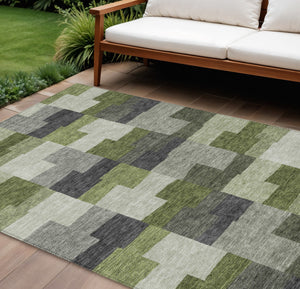 Homeroots 3' Stylish Beige Ivory And Brown Geometric Washable Area Rug For Indoor Outdoor Spaces 9' X 12' Polyester 580404