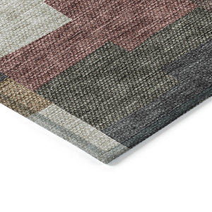 Homeroots 3' Stylish Beige Ivory And Brown Geometric Washable Area Rug For Indoor Outdoor Spaces 3' X 5' Polyester 580406