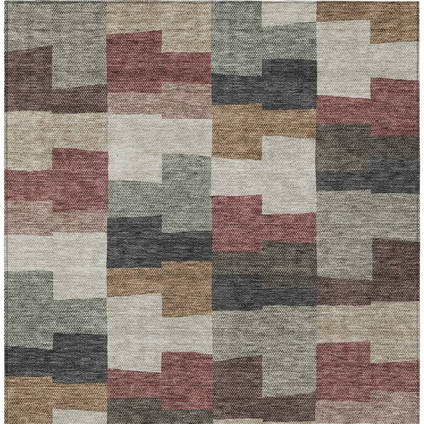Homeroots 3' Stylish Beige Ivory And Brown Geometric Washable Area Rug For Indoor Outdoor Spaces 5' X 8' Polyester 580407