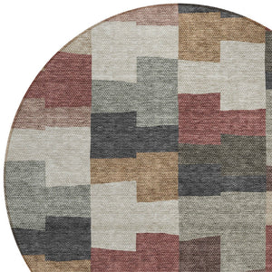 Homeroots 3' Stylish Beige Ivory And Brown Geometric Washable Area Rug For Indoor Outdoor Spaces 8' Round Polyester 580408