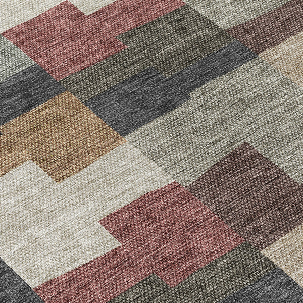 Homeroots 3' Stylish Beige Ivory And Brown Geometric Washable Area Rug For Indoor Outdoor Spaces 8' Round Polyester 580408