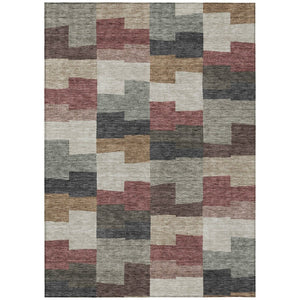 HomeRoots 9' Modern Geometric Area Rug in Orange, Copper, and Charcoal - Durable, Washable, Indoor/Outdoor Use 9' X 12' 580410