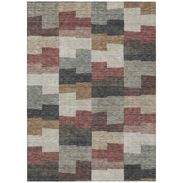 HomeRoots 9' Modern Geometric Area Rug in Orange, Copper, and Charcoal - Durable, Washable, Indoor/Outdoor Use 9' X 12' 580410