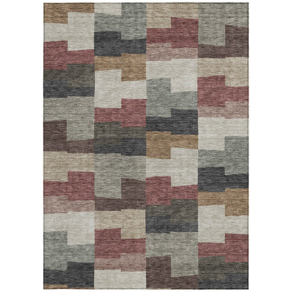 Homeroots 3' Stylish Beige Ivory And Brown Geometric Washable Area Rug For Indoor Outdoor Spaces 10' X 14' Polyester 580411