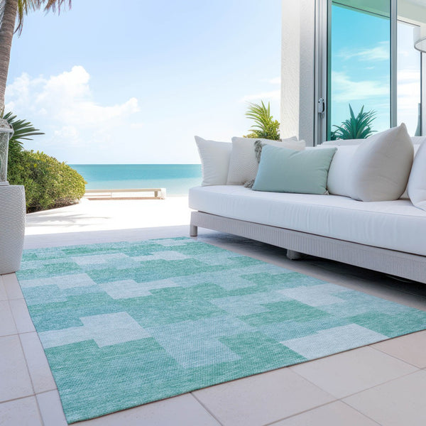 Homeroots 3' Stylish Beige Ivory And Brown Geometric Washable Area Rug For Indoor Outdoor Spaces 5' X 8' Polyester 580413