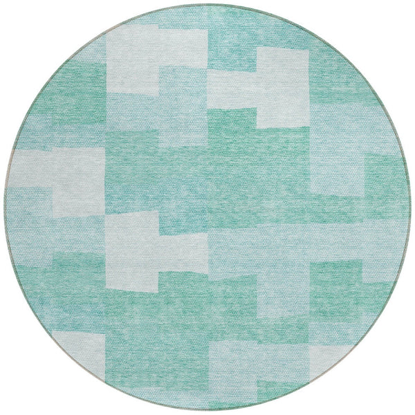 Homeroots 3' Stylish Beige Ivory And Brown Geometric Washable Area Rug For Indoor Outdoor Spaces 8' Round Polyester 580414