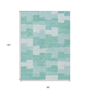 Homeroots 3' Stylish Beige Ivory And Brown Geometric Washable Area Rug For Indoor Outdoor Spaces 8' X 10' Polyester 580415