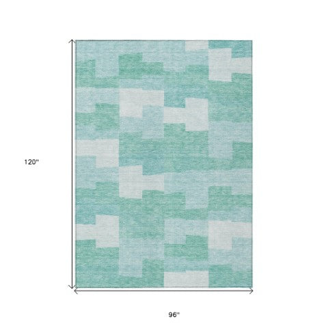 Homeroots 3' Stylish Beige Ivory And Brown Geometric Washable Area Rug For Indoor Outdoor Spaces 8' X 10' Polyester 580415