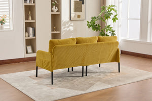 English Elm United We Win Corduroy Loveseat Plush Ergonomic Sofa with Spring Support Metal Legs Mustard Yellow W1568P410047