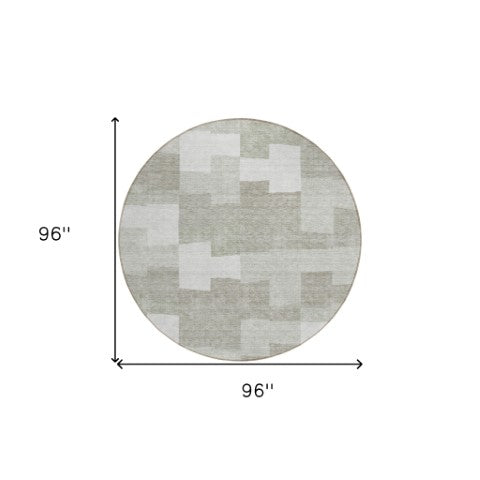 Homeroots 3' Stylish Beige Ivory And Brown Geometric Washable Area Rug For Indoor Outdoor Spaces 8' Round Polyester 580420