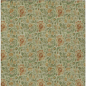 Homeroots 3' Green Floral Washable Area Rug - Stain Resistant, Durable Design For Indoor & Outdoor Spaces 3' X 5' Polyester 580424