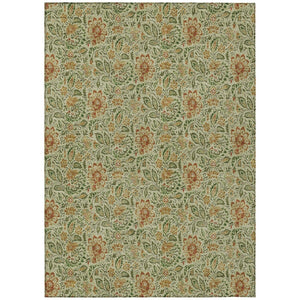HomeRoots 9' Washable Floral Area Rug in Green, Copper & Sage - Durable, Stain-Resistant Indoor/Outdoor Design 9' X 12' 580428