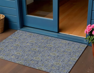 Homeroots 3' Green Floral Washable Area Rug - Stain Resistant, Durable Design For Indoor & Outdoor Spaces 3' X 5' Polyester 580430