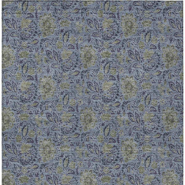 Homeroots 3' Green Floral Washable Area Rug - Stain Resistant, Durable Design For Indoor & Outdoor Spaces 5' X 8' Polyester 580431
