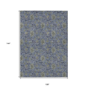 Homeroots 3' Green Floral Washable Area Rug - Stain Resistant, Durable Design For Indoor & Outdoor Spaces 9' X 12' Polyester 580434