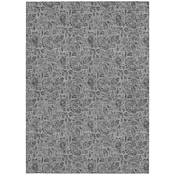 Homeroots 3' Green Floral Washable Area Rug - Stain Resistant, Durable Design For Indoor & Outdoor Spaces 5' X 8' Polyester 580437