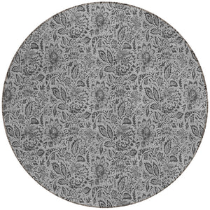 Homeroots 3' Green Floral Washable Area Rug - Stain Resistant, Durable Design For Indoor & Outdoor Spaces 8' Round Polyester 580438