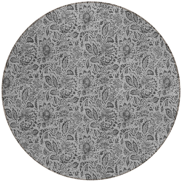 Homeroots 3' Green Floral Washable Area Rug - Stain Resistant, Durable Design For Indoor & Outdoor Spaces 8' Round Polyester 580438