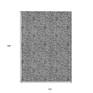 Homeroots 3' Green Floral Washable Area Rug - Stain Resistant, Durable Design For Indoor & Outdoor Spaces 10' X 14' Polyester 580441