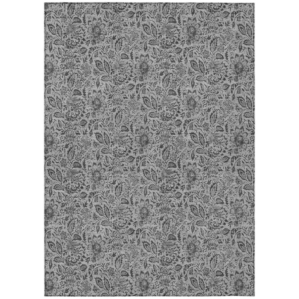 HomeRoots 5' Timeless Gray Floral Area Rug - Washable Indoor/Outdoor Design for High-Traffic Spaces 10' X 14' 580441