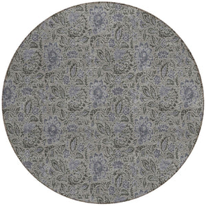 Homeroots 3' Green Floral Washable Area Rug - Stain Resistant, Durable Design For Indoor & Outdoor Spaces 8' Round Polyester 580444