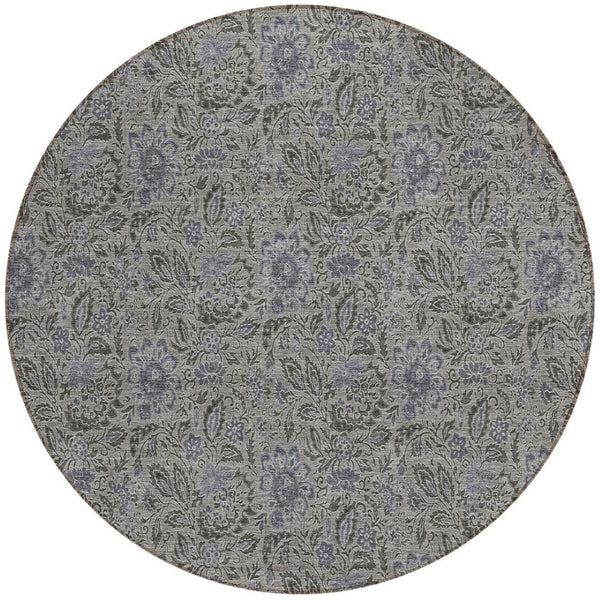Homeroots 3' Green Floral Washable Area Rug - Stain Resistant, Durable Design For Indoor & Outdoor Spaces 8' Round Polyester 580444
